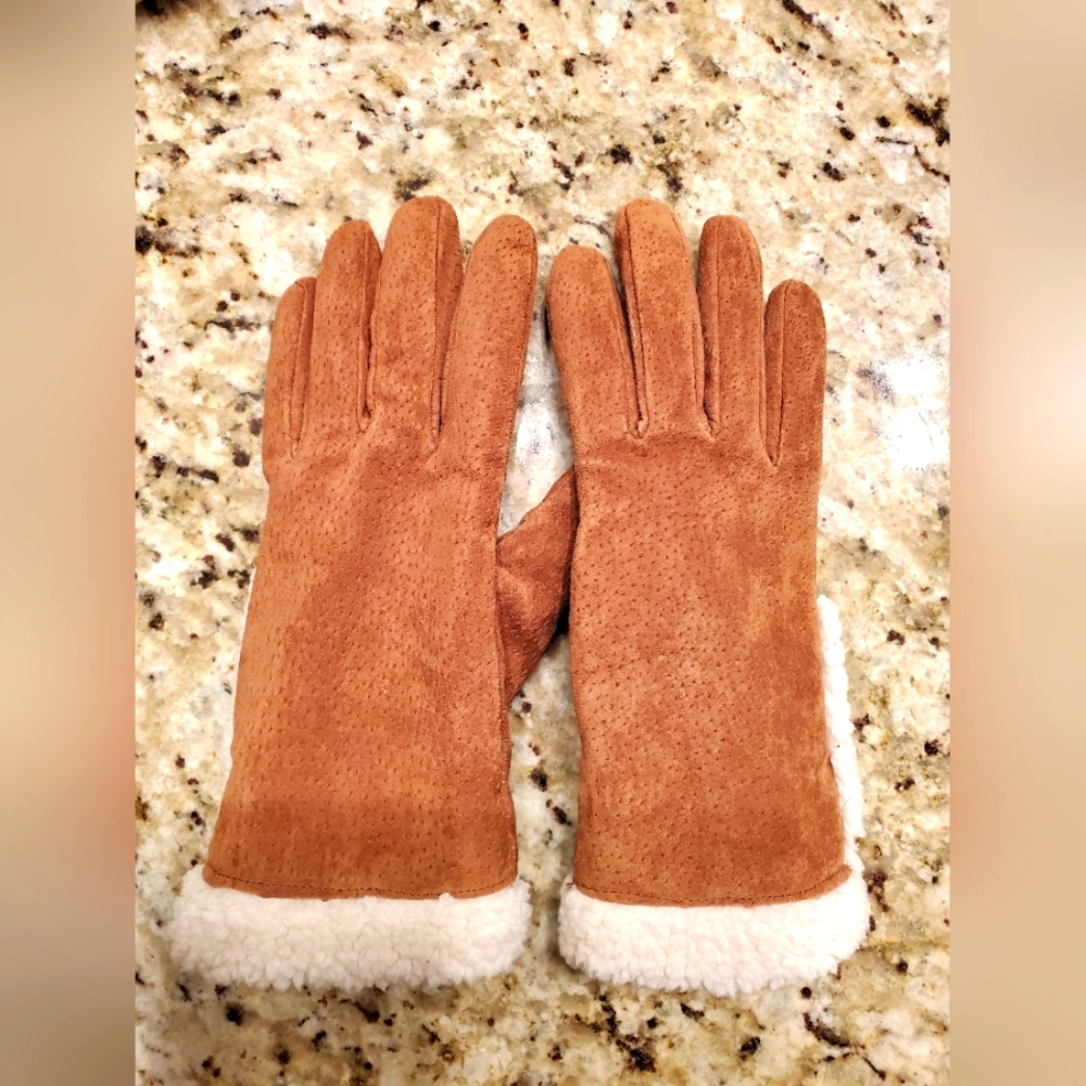 Super soft real leather brown gloves S/M